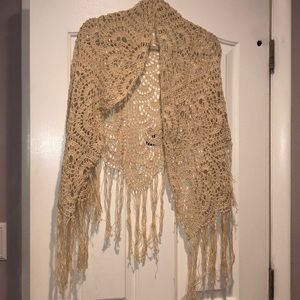 Beautiful cream handmade crochet shawl one size